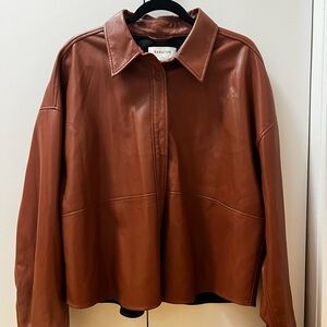 Aritzia Babaton Pelli Hip Shirt Jacket, XL, Brown